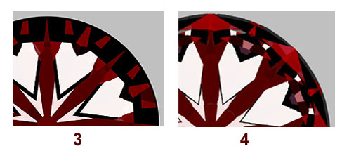 Hearts with and without upper girdle facet